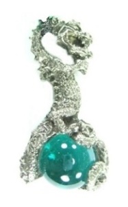 Standing Dragon Pewter Pendants With Marble 