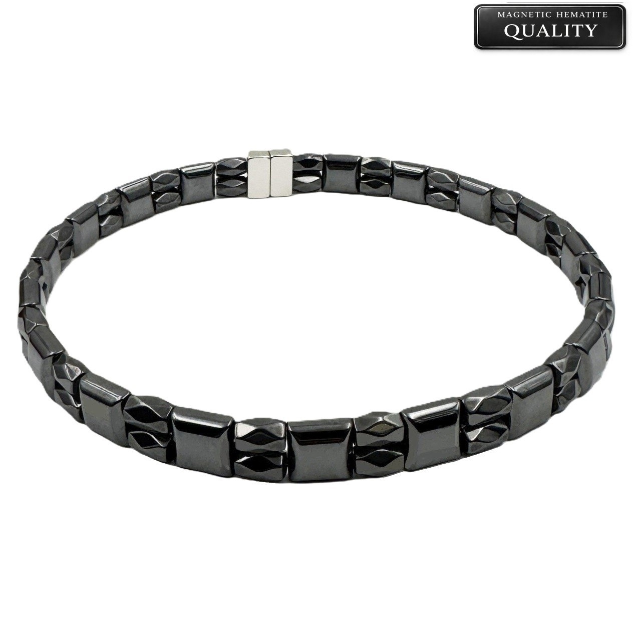 Magnetic Hematite Necklace â€“ Double Line with Faceted Black Beads #103