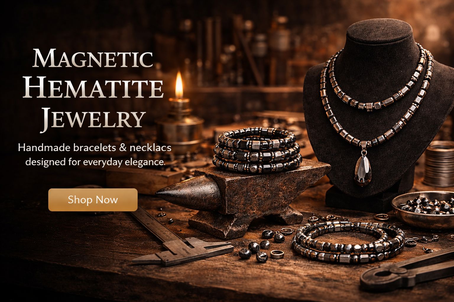 Magnetic hematite jewelry bracelets and necklaces for men and women