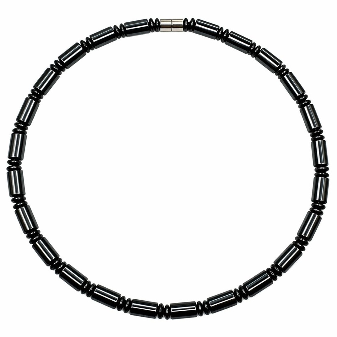 Magnetic Hematite Necklace – Healing Jewelry with Black Tube Beads