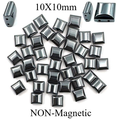 100 PC (NON-Magnetic) 10x10mm Square Shape Hematite Spacer Beads with 2 Holes #HB-10X10