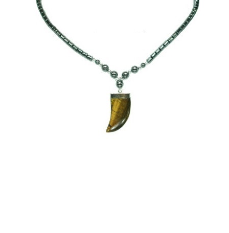 Dozen (12 PC.) Unisex Tiger's Eye Stone Claw Hematite Necklace #HN-0016