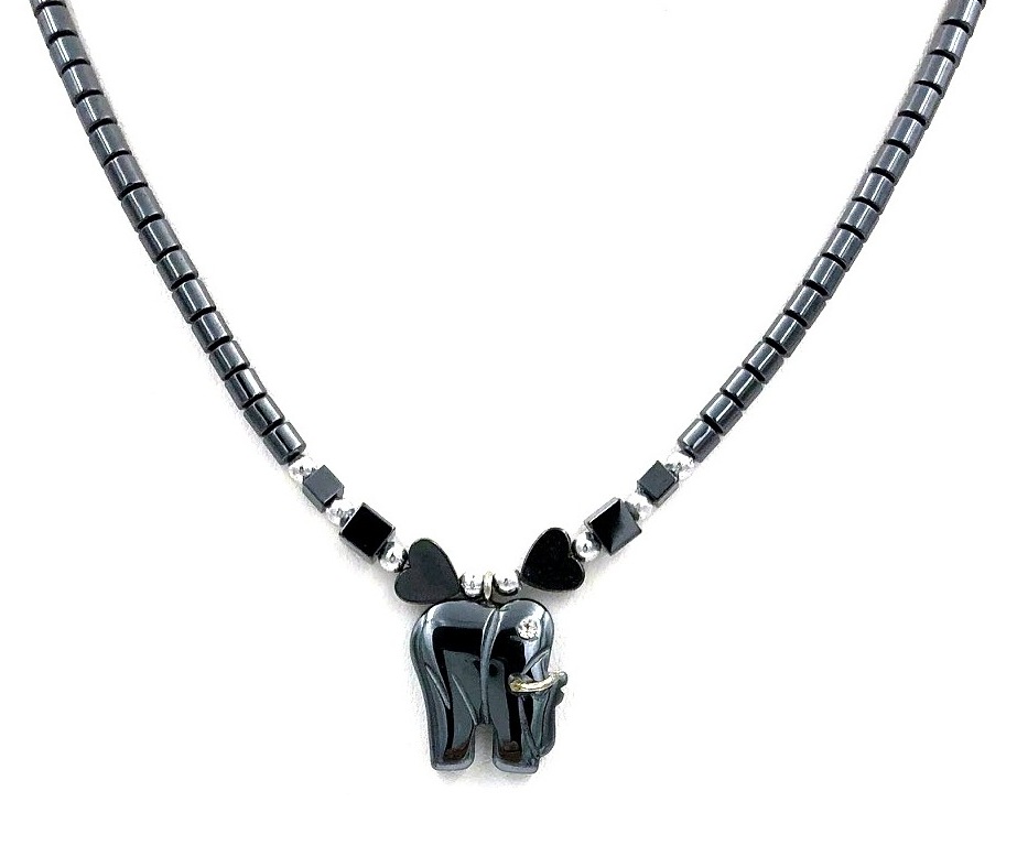 Dozen (12 PC.) Small Elephant Hematite Necklace #HN-0171