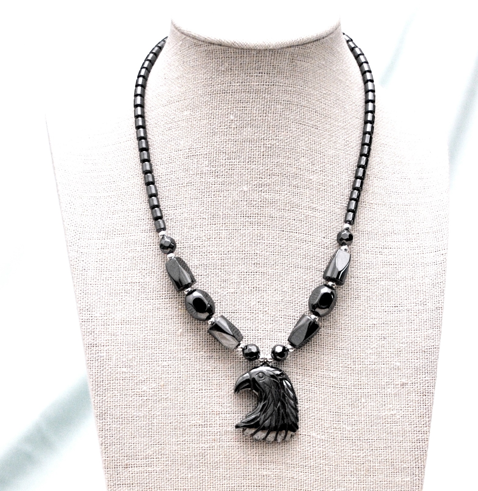 Sharp Eagle Head Hematite Necklace For Men And Women #HN-0185