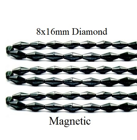 10 Strands 8x16mm Diamond 16" Magnetic Beads #MB-Di6x12