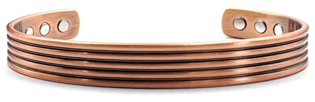 Four Hairy Lines Solid Copper Cuff Magnetic Bangle Bracelet #MBG037C