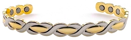 XOX Silver & Gold Tone Copper Cuff Magnetic Bangle Bracelet #MBG-6006