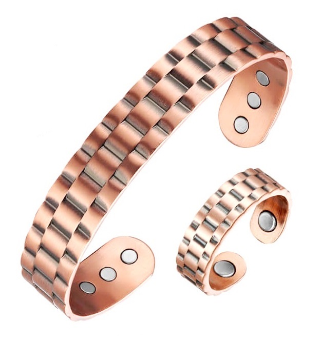 Rolling Magnetic Therapy Copper Bangle/Ring Set #MBGR-225