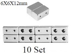 10 Sets 6x12mm 2 Holes Silver Color Magnetic Clasps #MCD500-10