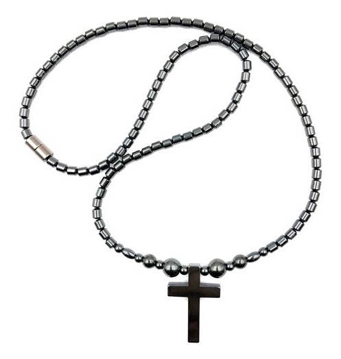 1 PC. Magnetic Necklace with Cross pendant and Magnetic Beads #MN-0111FBK