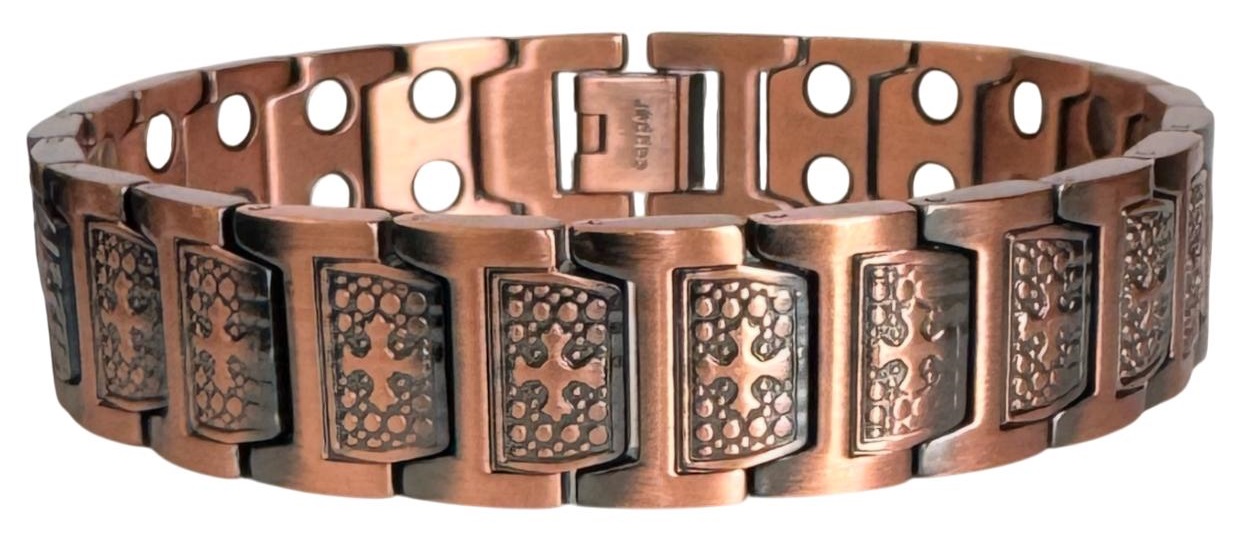 Cross 99.9% Pure Copper Wide Links Magnetic Bracelet #RCB038